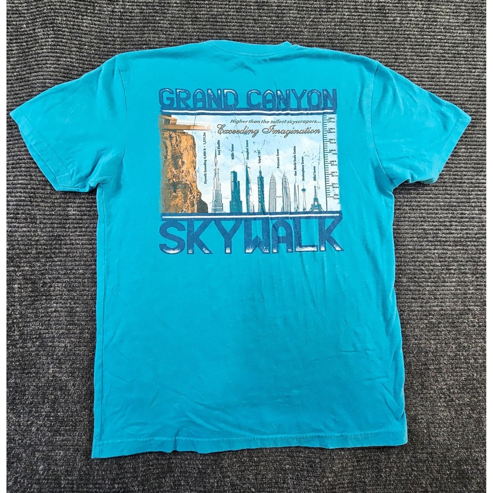 Next Level Apparel T-Shirt Mens Medium Aqua Blue Grand Canyon Skywalk West Print